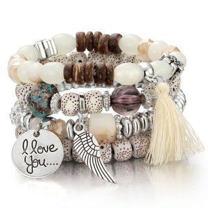I Love You Bracelet Set - Beige